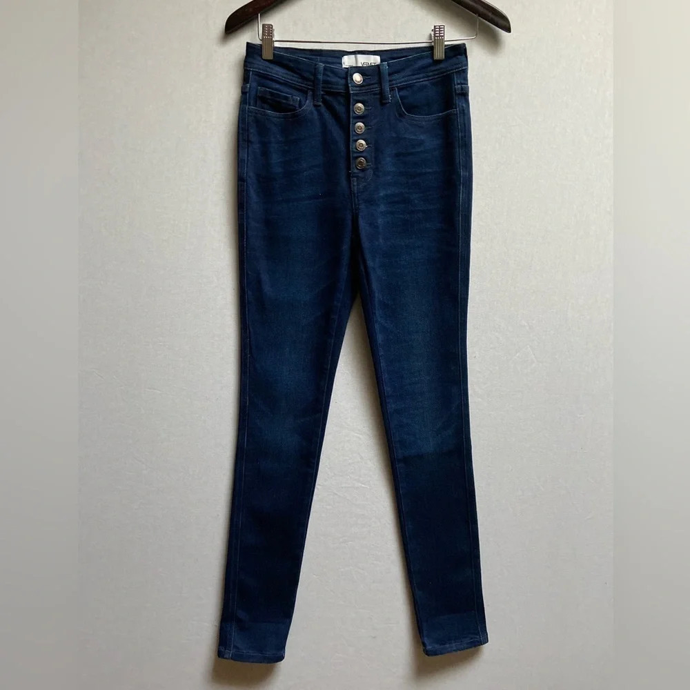 Vervet High-Waist Slim Button Fly Jeans Dark Wash Size 34